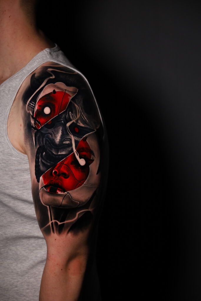 Photo-04-01-2021-22-00-25-683x1024 Geisha head with inner onii demon Kluczyk tattoo